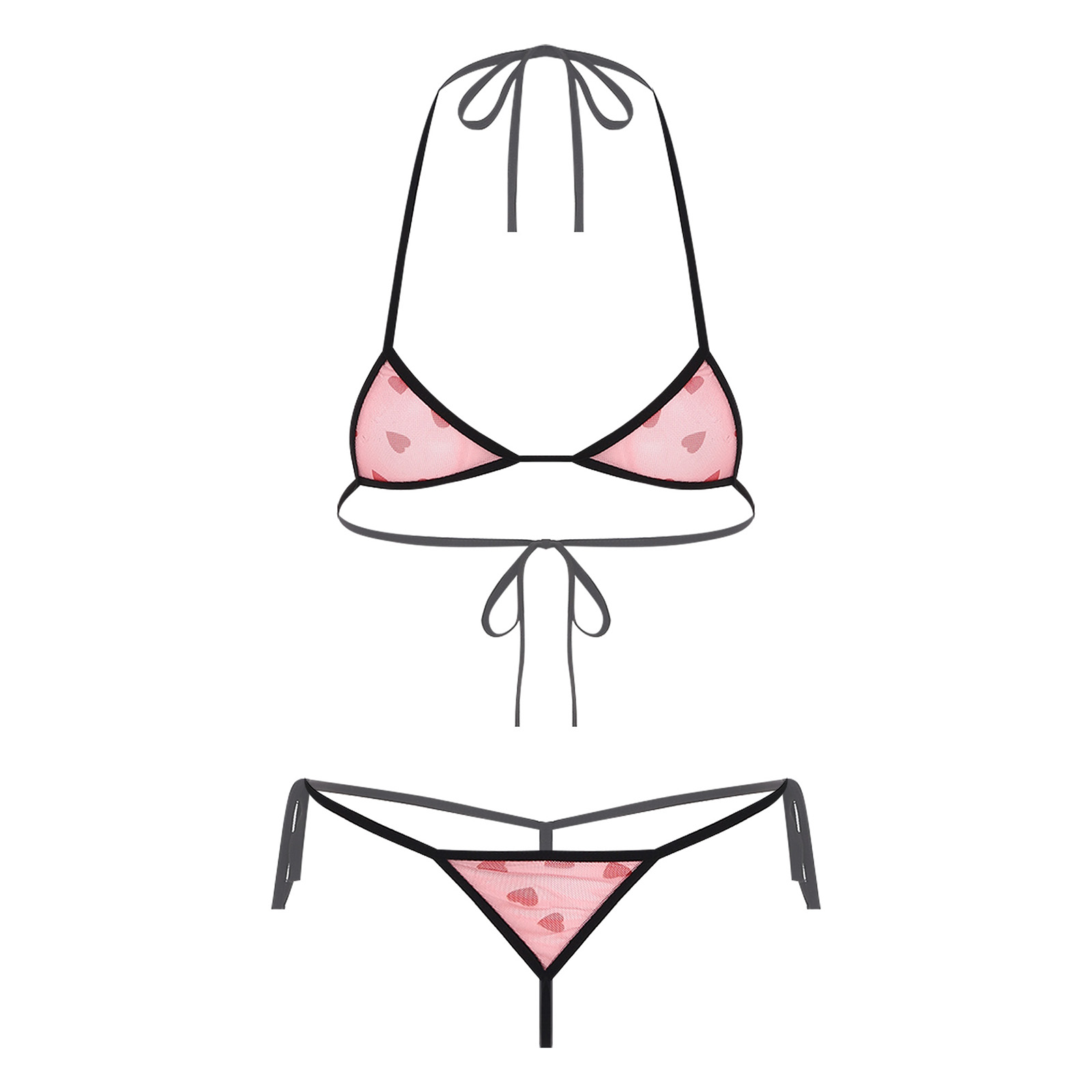 Lace Bralette Set - 여성용 마이크로 미니 비키니 란제리 속옷